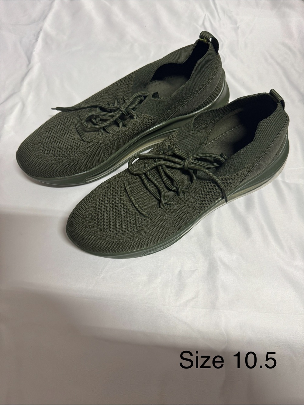 Liliana Womens Olive Green Knit Lace-Up Athletic Sneakers